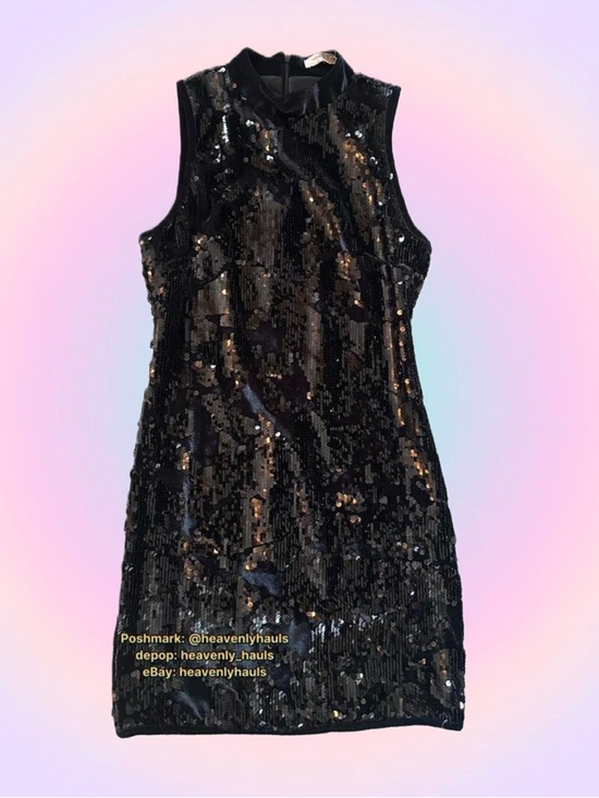 Forever 21 Dresses & Skirts - Genuine 2016 Black Sequin Mock Neck Velour Mini Dress